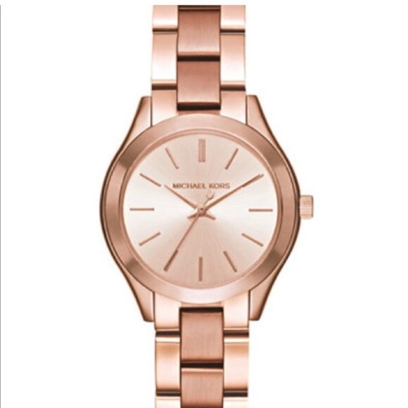 Michael Kors Accessories - Michael Kors Mini Slim Runway Rose Gold-Tone Three-Hand Watch NWT